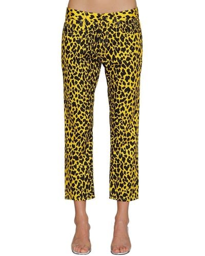 R13 Leopard Print Jeans - Yellow