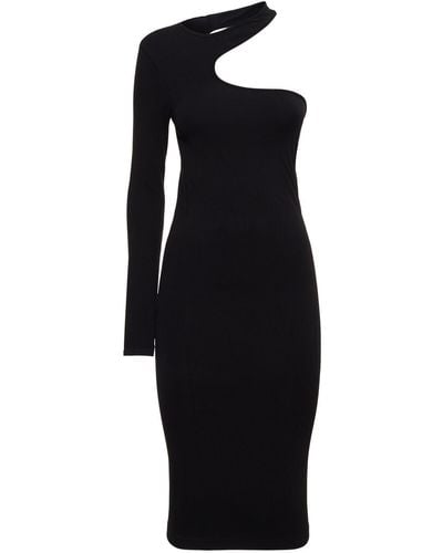 Helmut Lang Cutout Seamless Viscose Midi Dress - Black