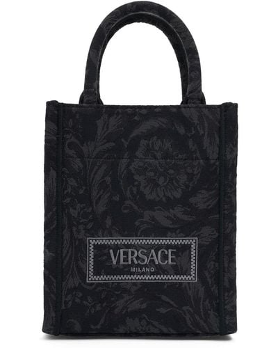 Versace Mini Tote Aus Jacquard "barocco" - Schwarz