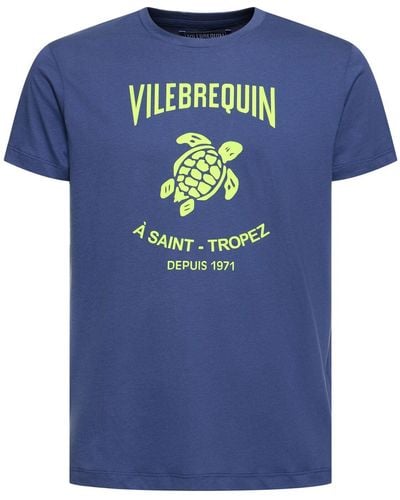 Vilebrequin T-shirt in jersey di cotone con logo - Blu