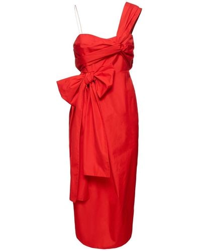 Cecilie Bahnsen Valentina One Shoulder Cotton Midi Dress - Red