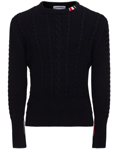 Thom Browne Pullover Im Zopfstrick - Blau