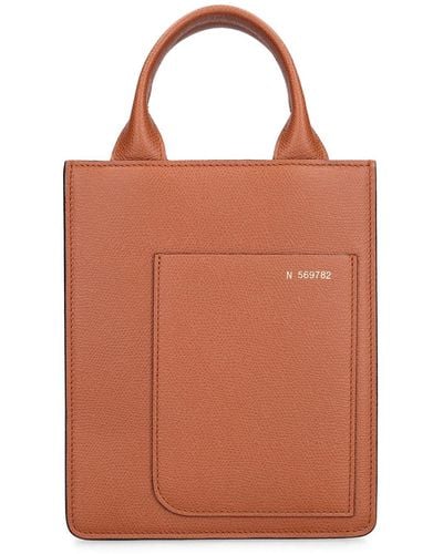 Valextra Mini Boxy Shopping Top Handle Bag - Brown