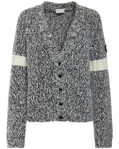 Moncler Tricot Wool Blend Cardigan - Gray