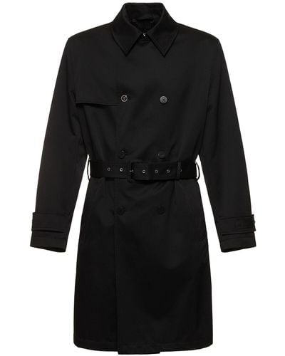Versace Trench-coat en gabardine de coton - Noir