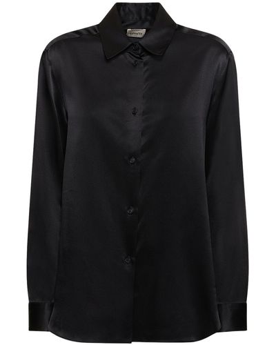 Khaite Argo Buttoned Long Sleeve Silk Shirt - Black