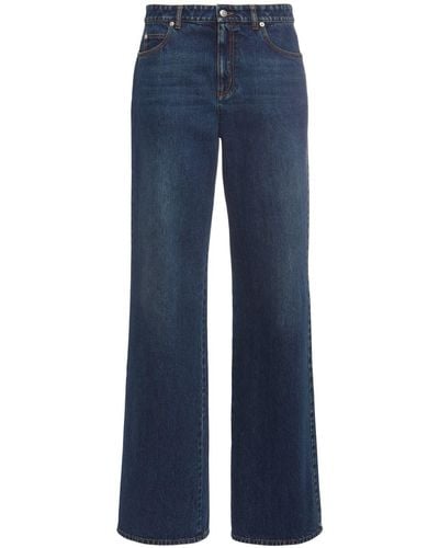 Alexander McQueen Denim Wide Leg Jeans - Blue