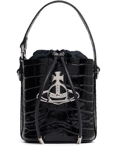 Vivienne Westwood Daisy Saffiano Leather Bucket Bag - Black
