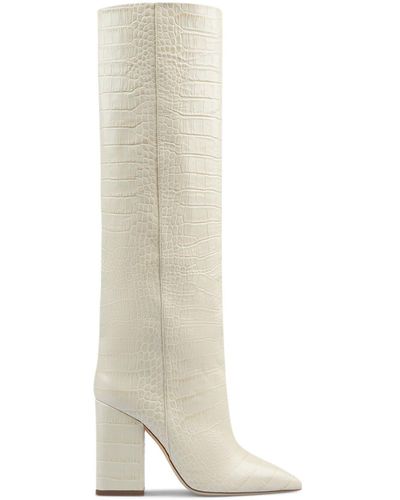 Paris Texas Anja Croc-effect Leather Knee-high Boots - White