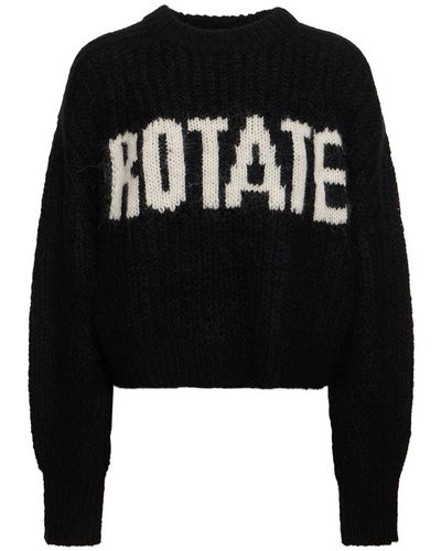 ROTATE BIRGER CHRISTENSEN Shandy Firm Wool Blend Knit Sweater - Black