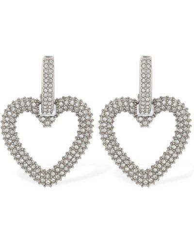 Mach & Mach Crystal Heart Shape Earrings - Metallic