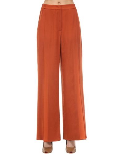 Agnona Wide Leg Wool & Cashmere Trousers - Orange