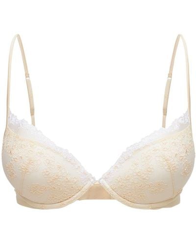 La Perla Exotique Off-White Padded Push-Up Bra With Leavers Lace Trim