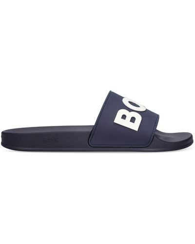 BOSS Logo Slide Sandals - Blue