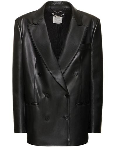 Stella McCartney Faux Leather Double Breast Over Jacket - Black