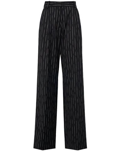 Alexander McQueen Pantaloni broken stripe in lana - Nero