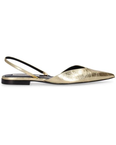 Victoria Beckham Metallic Leather Slingback Flats - Brown