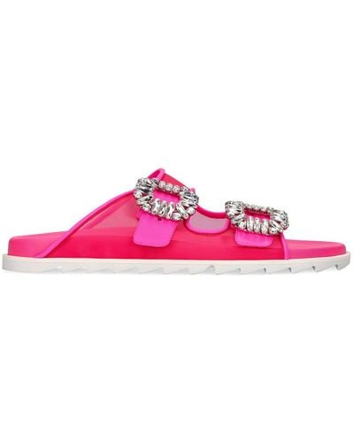 Roger Vivier 10mm Flache Sandalen Aus Mesh "slidy Viv" - Pink