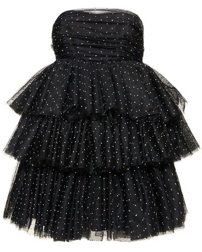 ROTATE BIRGER CHRISTENSEN Sleeveless Embellished Mesh Mini Dress - Black