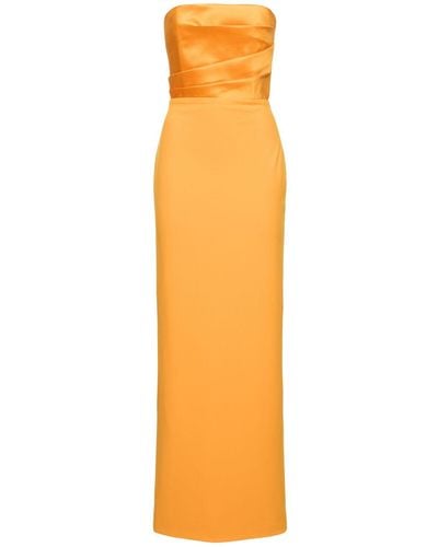 Solace London Vestido maxi de punto de crepé - Naranja