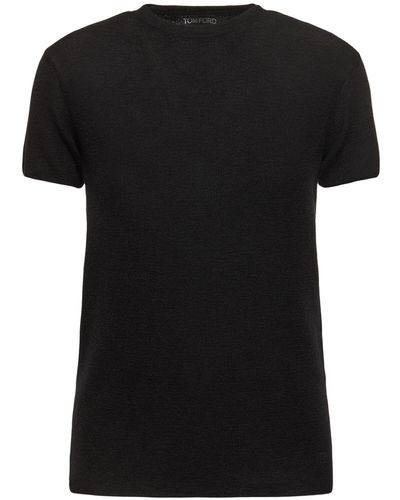 Tom Ford Cashmere & Silk Knit Short Sleeve Top - Black