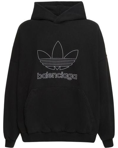 Balenciaga X Adidas オーバーサイズ コットンスウェットパーカー - ブラック