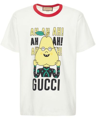 Gucci T-shirt In Cotone Con Stampa - Bianco
