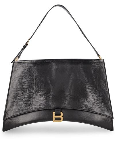 Balenciaga Large Crush Sling Leather Shoulder Bag - Black