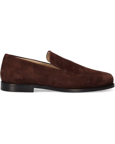 Khaite 20Mm Alessio Suede Loafers - Brown