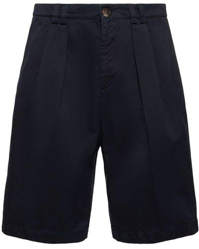 Brunello Cucinelli Dyed Cotton Shorts - Blue