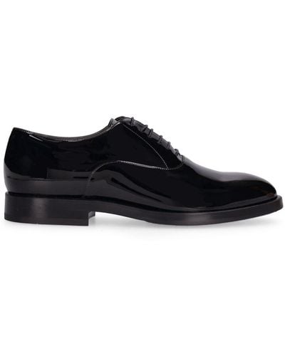 Brunello Cucinelli Patent Leather Oxford Lace-Up Shoes - Black