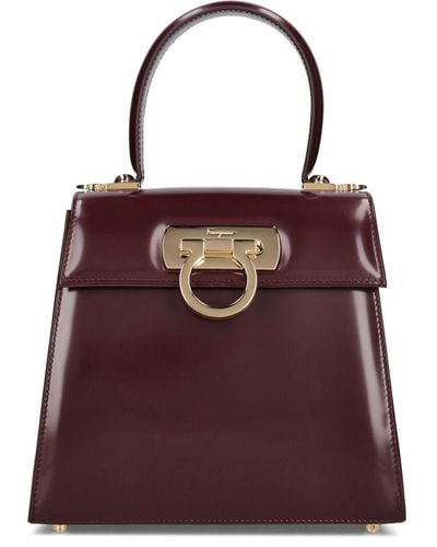 Ferragamo Iconic Leather Top Handle Bag - Purple