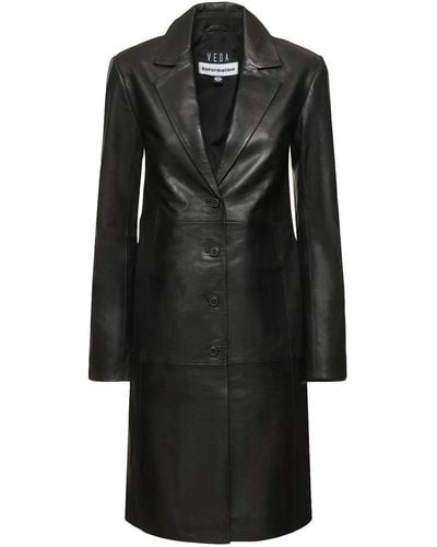 Reformation Abrigo trench de piel - Negro