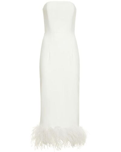 16Arlington Minelli Crepe & Feathers Long Dress - White