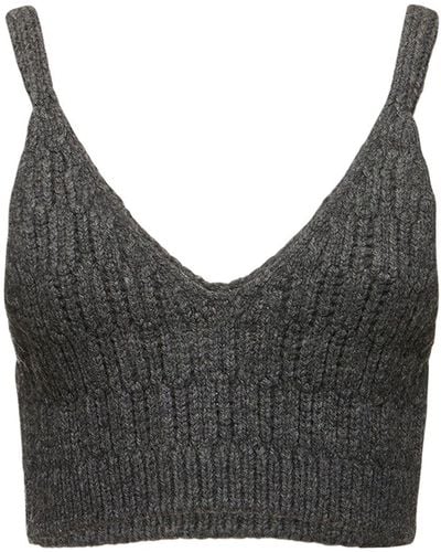 AURALEE Rib Knit Wool Crop Top - Grey