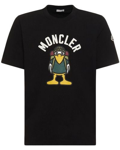 Moncler Camiseta de jersey de algodón con logo - Negro