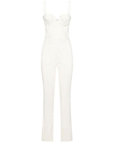 Magda Butrym Stretch Cotton Denim Corset Jumpsuit - White