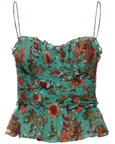 Ulla Johnson Amabel Printed Silk Top - Green