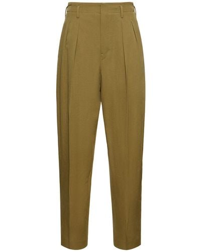 Lemaire Pleated Tapered Wool Trousers - Green
