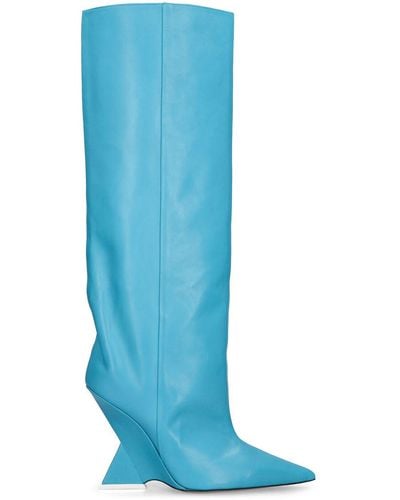 The Attico 105Mm Cheope Leather Tall Boots - Blue