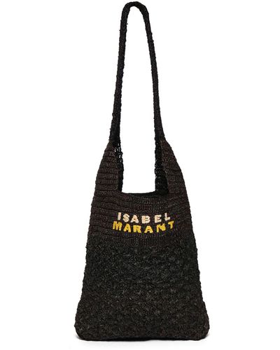 Isabel Marant Petit sac cabas en raphia praia - Noir