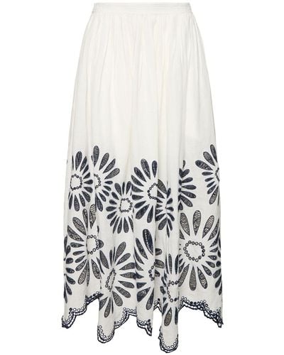 Ulla Johnson Annisa Embroidered Long Skirt - White
