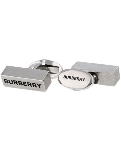 Burberry Engraved Logo Cufflinks - White