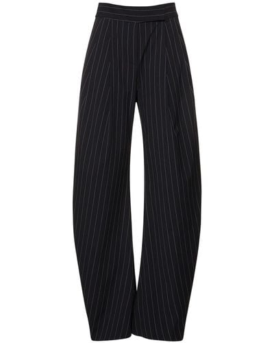The Attico Gary Pinstriped Wool Wide Trousers - Blue
