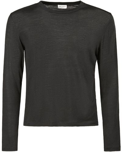 Saint Laurent Camiseta De Lana - Negro