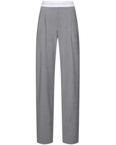 Alexander Wang High Waisted Pleated Wool Trousers - Grey