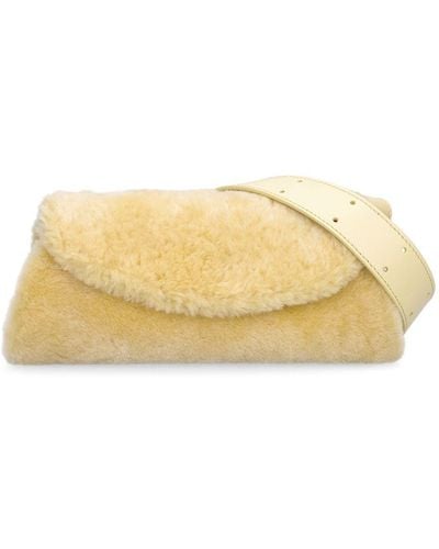 Jil Sander Mini Cannolo Shearling Shoulder Bag - Natural