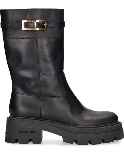 Sergio Rossi 25mm Nora Tall Leather Boots - Black