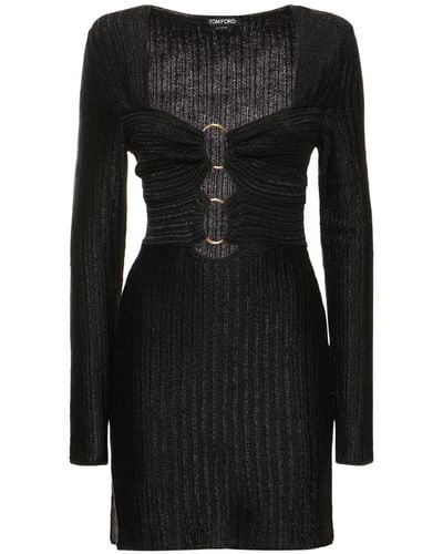 Tom Ford Lurex Cotton & Wool Knit Mini Dress - Black