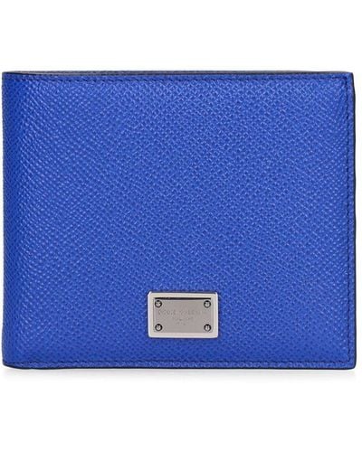 Dolce & Gabbana Portefeuille en cuir avec plaque à logo - Bleu